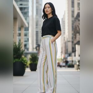 XOXO Womens Juniors Classy Casual Size 1/2 Wide Leg Side Zip Striped Pants NWT
